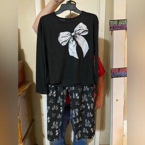 Black Pants with White Bow Pattern